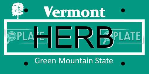 HERB Vermont License Plate