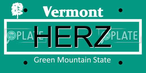 HERZ Vermont License Plate