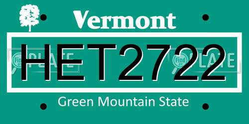 HET2722 Vermont License Plate
