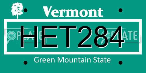 HET284 Vermont License Plate