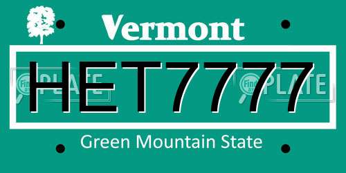 HET7777 Vermont License Plate