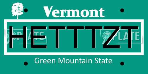HETTTZT Vermont License Plate