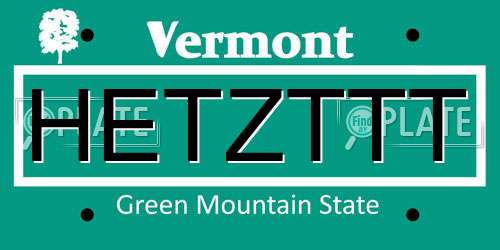 HETZTTT Vermont License Plate