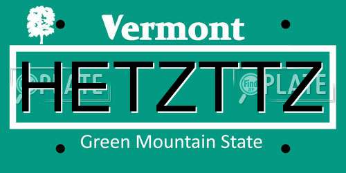 HETZTTZ Vermont License Plate