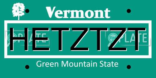 HETZTZT Vermont License Plate