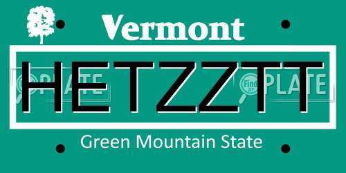 HETZZTT Vermont License Plate