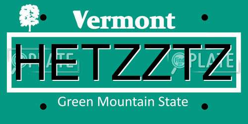 HETZZTZ Vermont License Plate
