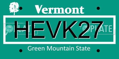 HEVK27 Vermont License Plate