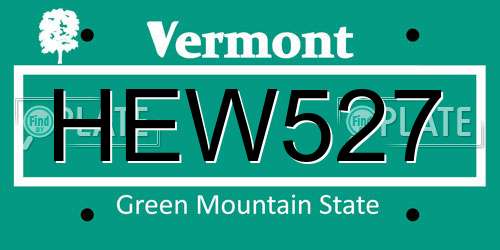 HEW527 Vermont License Plate