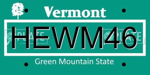 HEWM46 Vermont License Plate