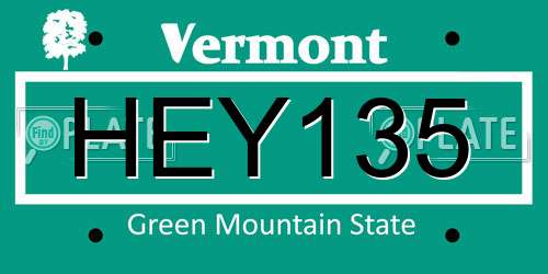 HEY135 Vermont License Plate