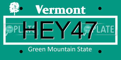 HEY47 Vermont License Plate