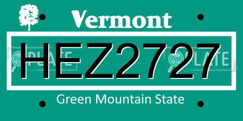 HEZ2727 Vermont License Plate