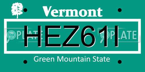 HEZ61I Vermont License Plate