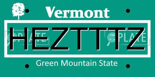 HEZTTTZ Vermont License Plate