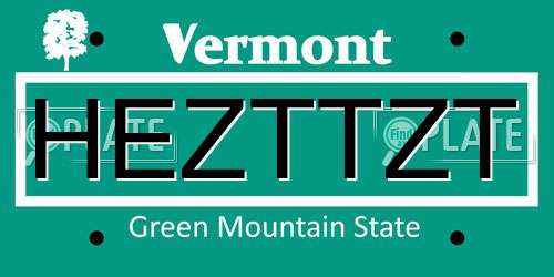 HEZTTZT Vermont License Plate