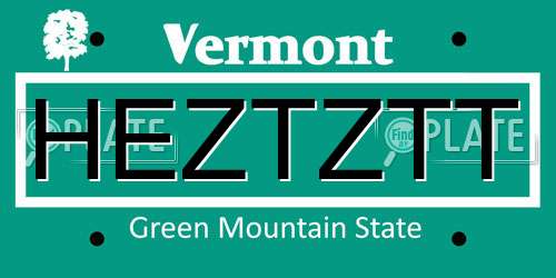 HEZTZTT Vermont License Plate