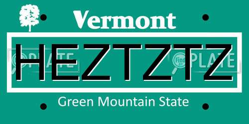 HEZTZTZ Vermont License Plate