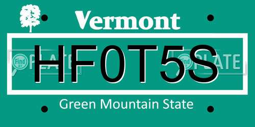HF0T5S Vermont License Plate