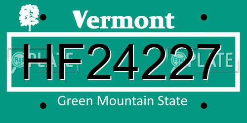 HF24227 Vermont License Plate
