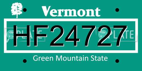 HF24727 Vermont License Plate