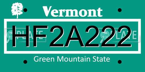 HF2A222 Vermont License Plate