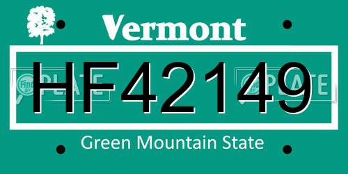 HF42149 Vermont License Plate