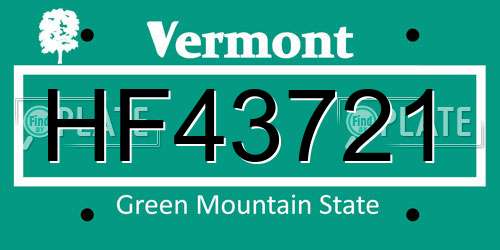 HF43721 Vermont License Plate