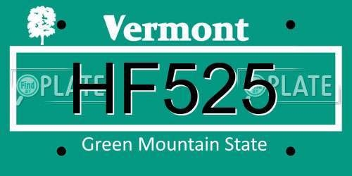HF525 Vermont License Plate