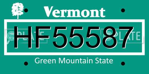 HF55587 Vermont License Plate