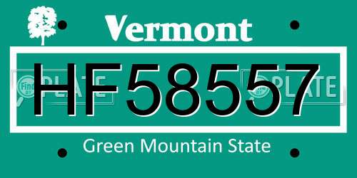 HF58557 Vermont License Plate