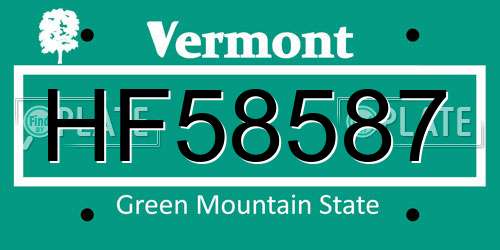 HF58587 Vermont License Plate