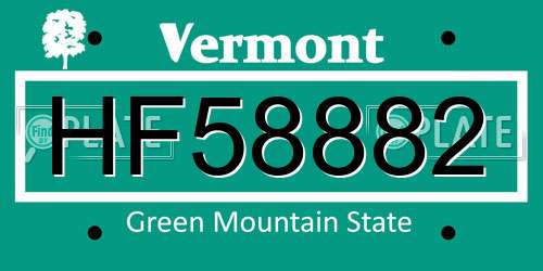 HF58882 Vermont License Plate