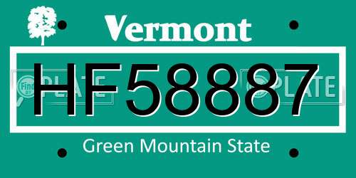 HF58887 Vermont License Plate