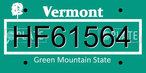 HF61564 Vermont License Plate