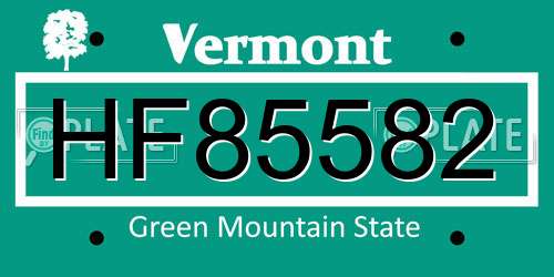 HF85582 Vermont License Plate