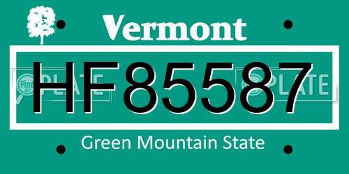 HF85587 Vermont License Plate