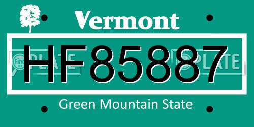 HF85887 Vermont License Plate