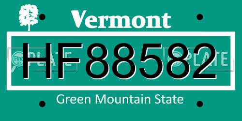 HF88582 Vermont License Plate