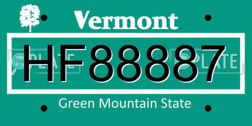 HF88887 Vermont License Plate