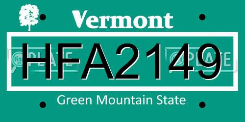 HFA2149 Vermont License Plate