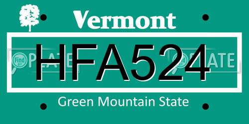 HFA524 Vermont License Plate
