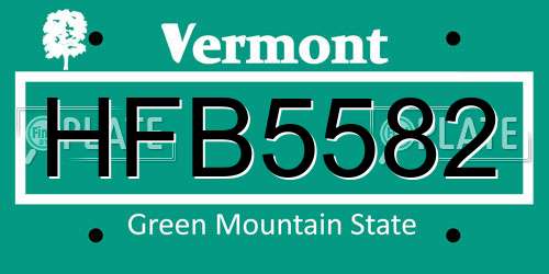 HFB5582 Vermont License Plate