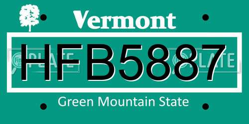 HFB5887 Vermont License Plate