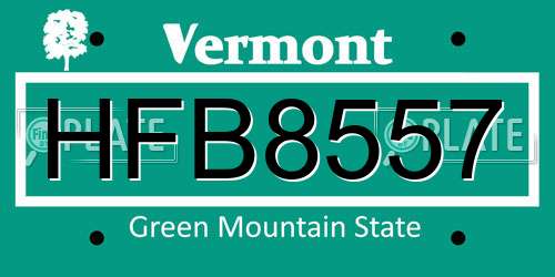 HFB8557 Vermont License Plate
