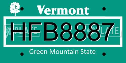 HFB8887 Vermont License Plate