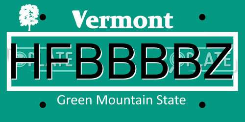 HFBBBBZ Vermont License Plate