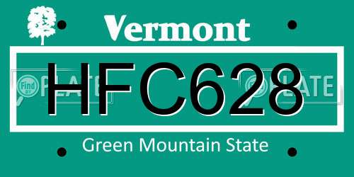 HFC628 Vermont License Plate
