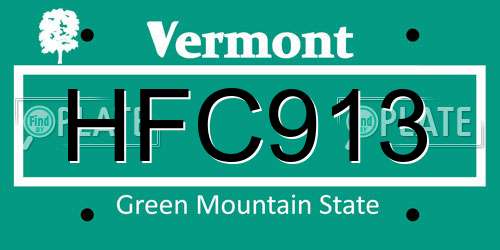 HFC913 Vermont License Plate