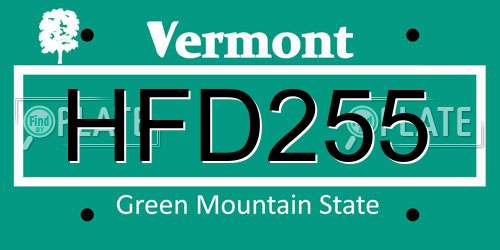 HFD255 Vermont License Plate